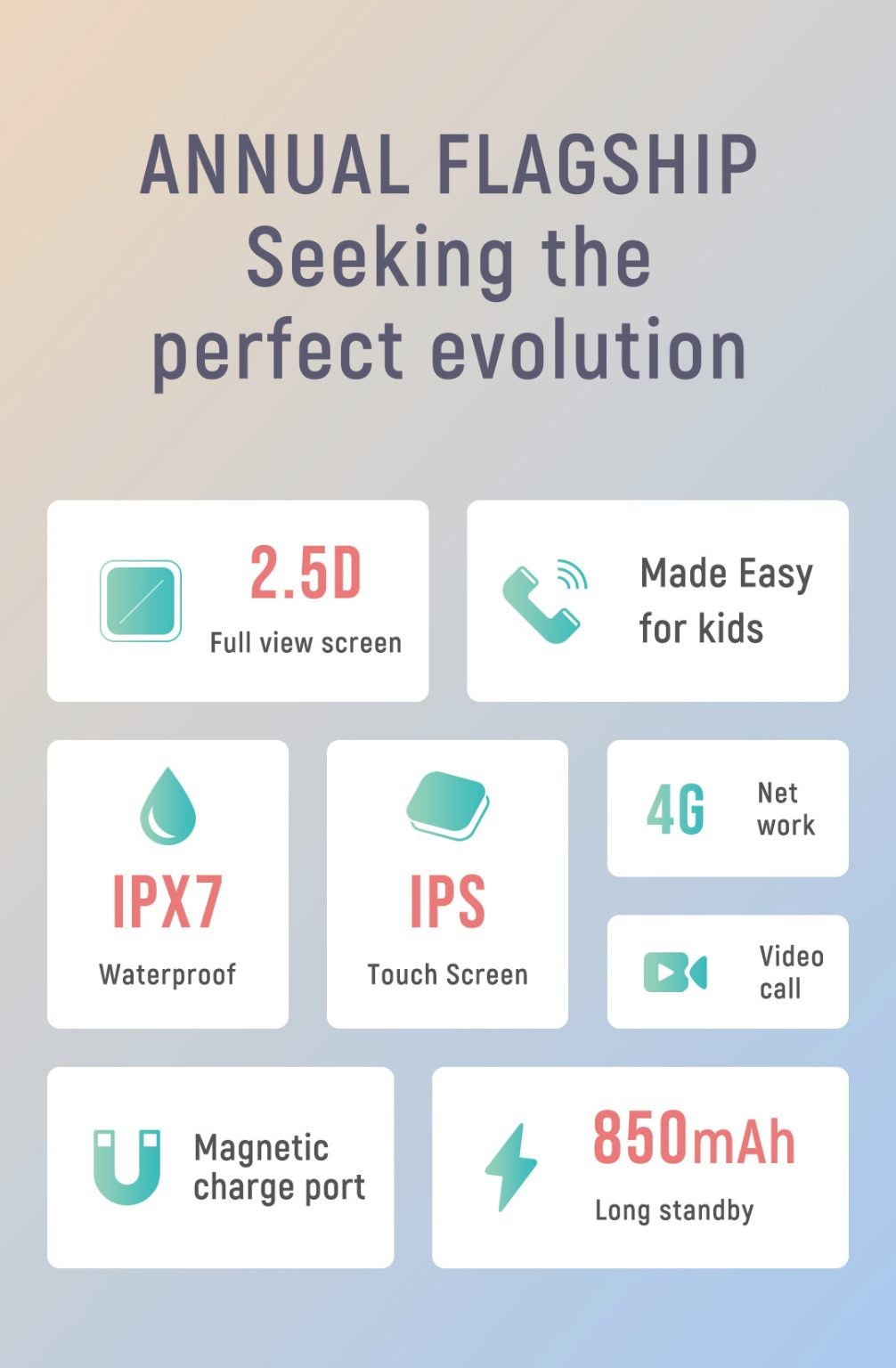 Reloj inteligente para niños, modelo K15, videollamada 4G, resistente al agua IPX7, color rosa