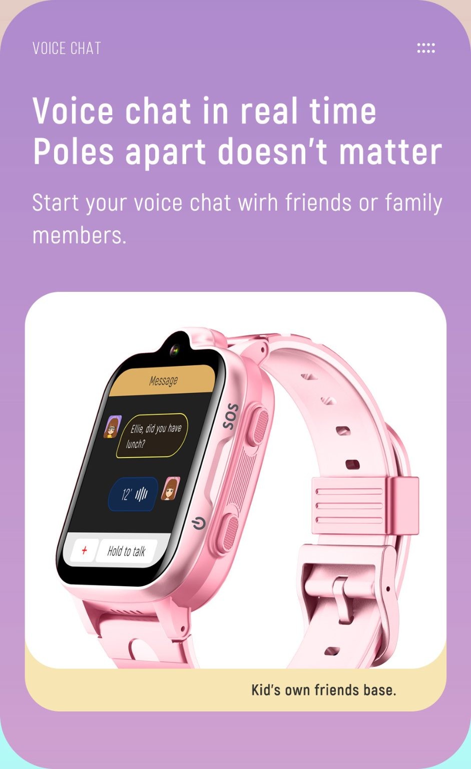 Reloj inteligente para niños, modelo K15, videollamada 4G, resistente al agua IPX7, color rosa