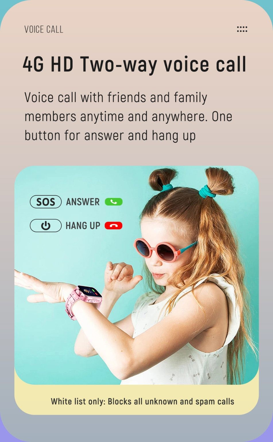 Reloj inteligente para niños, modelo K15, videollamada 4G, resistente al agua IPX7, color rosa
