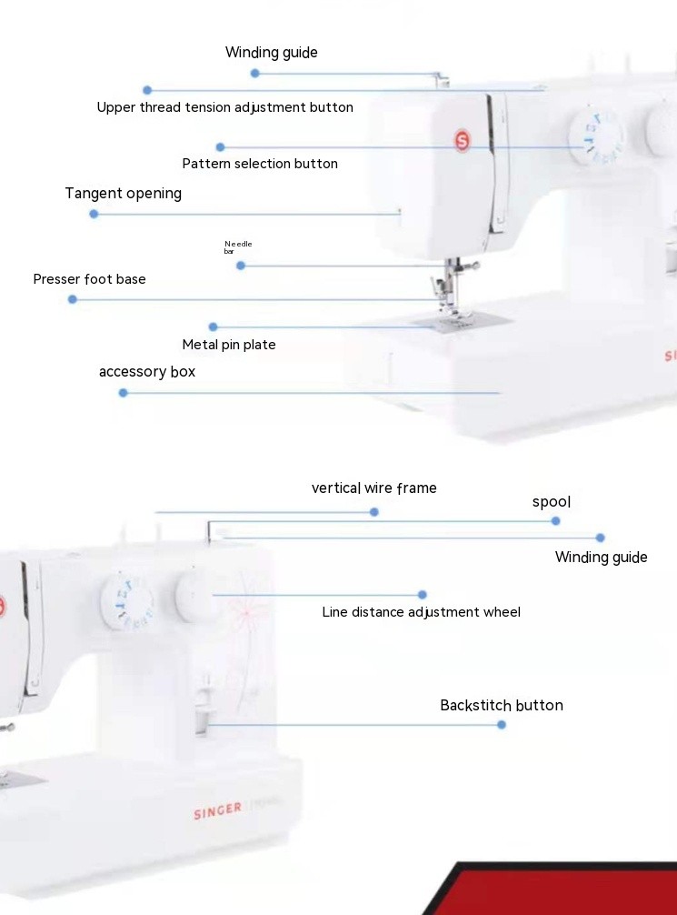 Máquina de coser automática multifunción de pedal para el hogar, de escritorio, con overlock