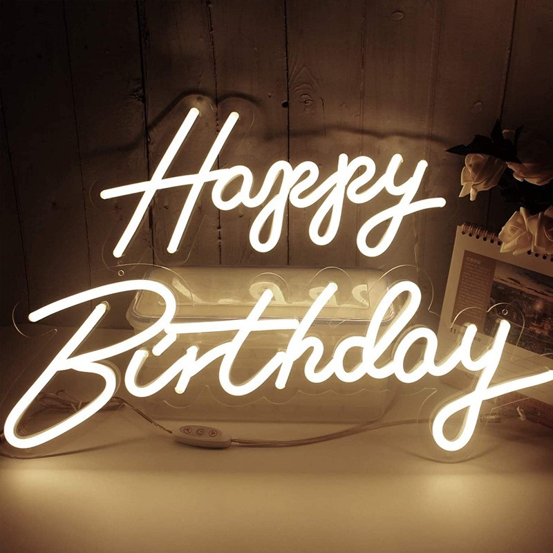 Decoración navideña de neón de feliz cumpleaños