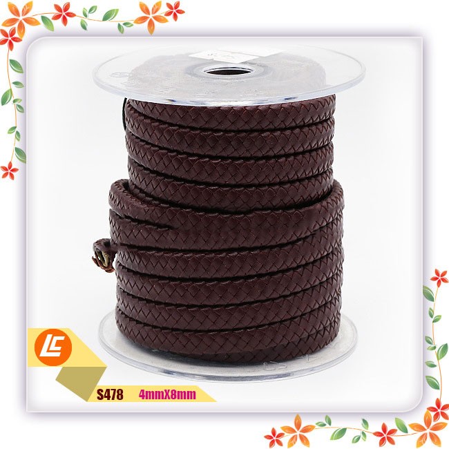 Adorno de cuerda trenzada de cuero de vaca plano de color
