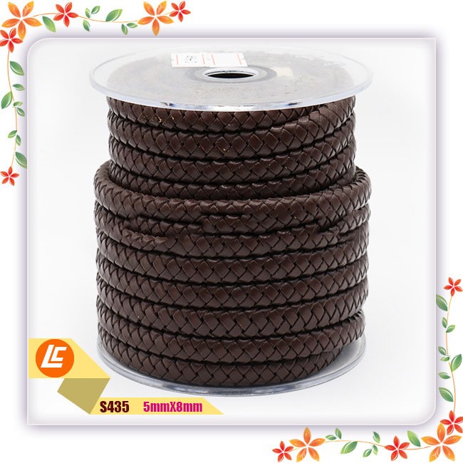 Adorno de cuerda trenzada de cuero de vaca plano de color