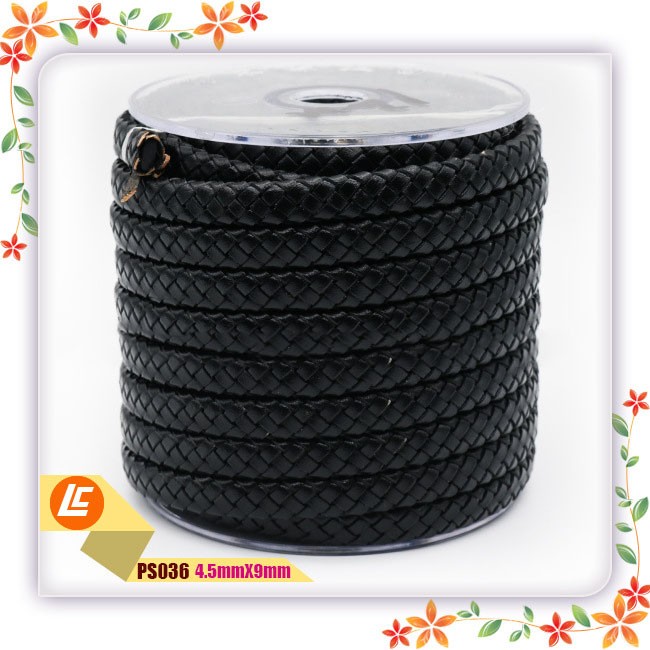 Adorno de cuerda trenzada de cuero de vaca plano de color