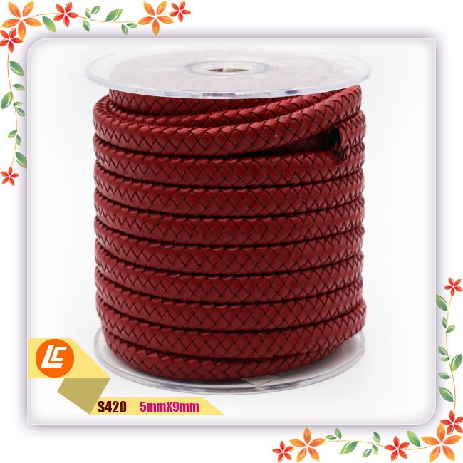 Adorno de cuerda trenzada de cuero de vaca plano de color