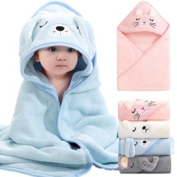 Toallas de baño para bebé con dibujos de animales, manta suave con capucha para recién nacidos, bata de baño para niños pequeños