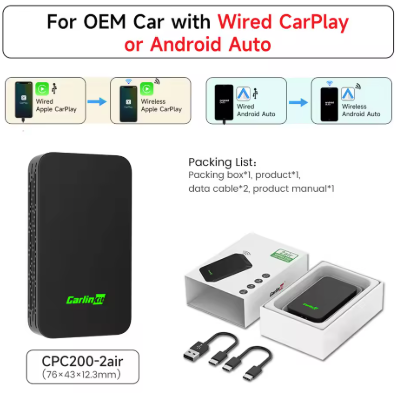 Adaptador inalámbrico CarPlay CarlinKit 5.0 y 4.0: CarPlay inteligente de doble sistema para dispositivos iOS y Android