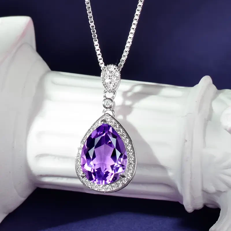 Colgante grande de gota de agua de amatista