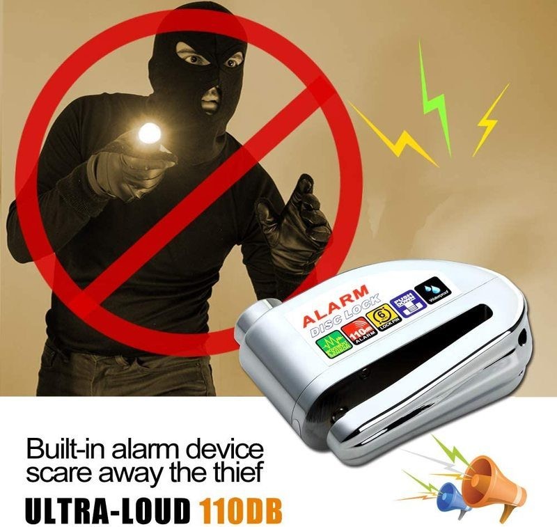 Candado de disco con alarma antirrobo para motocicleta
