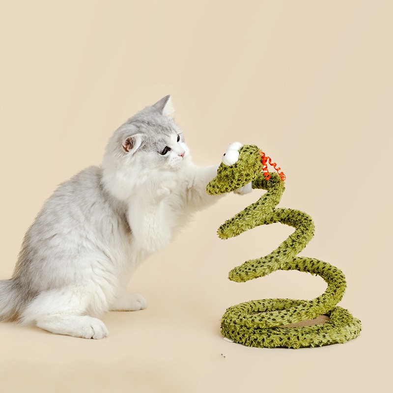 Palo de juguete para gatos con forma de serpiente, juguete para gatos, artefacto para gatos, suministros para gatos, auto-golpe para aliviar el aburrimiento, palo largo con plumas
