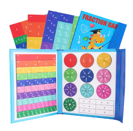 Juguete de matemáticas con fracciones magnéticas Montessori, material didáctico aritmético, libro de madera, juguetes educativos para niños, regalo de Navidad.