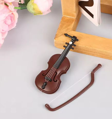 1 mini violín en miniatura de simulación, violín de escritorio hecho a mano, decoración, accesorios para casa de muñecas sin olor.