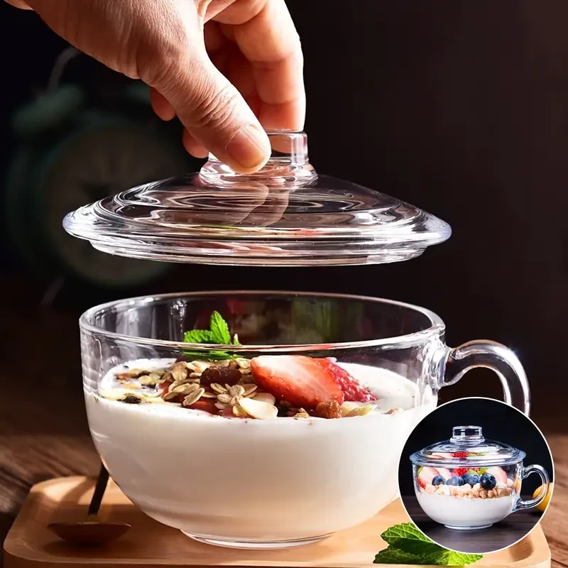 Taza de té de vidrio apta para microondas con tapa y cuchara