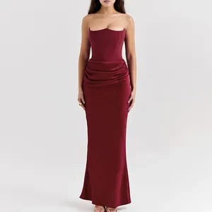 Vestido tubo con costuras plisadas para mujer