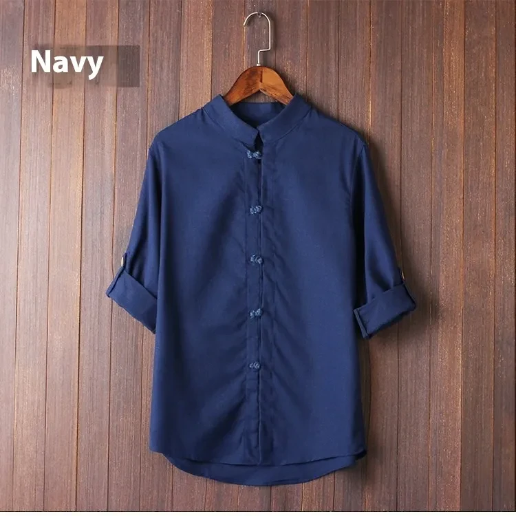 Camisa vintage de lino para hombre en tallas grandes