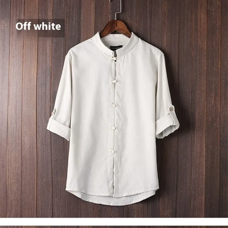 Camisa vintage de lino para hombre en tallas grandes