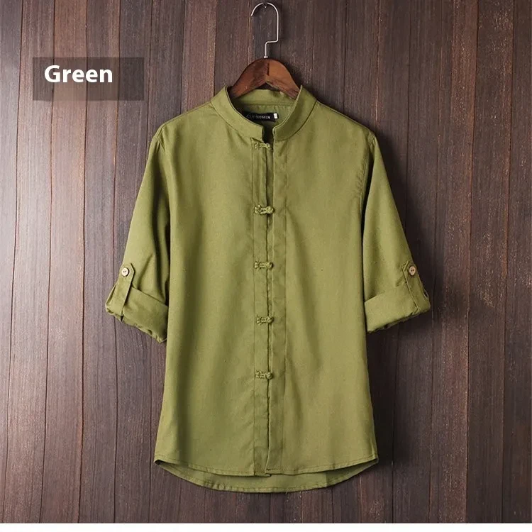 Camisa vintage de lino para hombre en tallas grandes