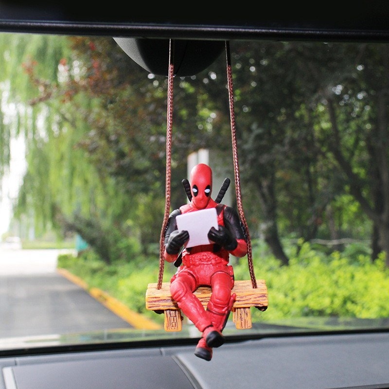 Figura de acción de Deadpool 2, figura de acción de Marvel X-Men con postura de columpio, amuleto para coche