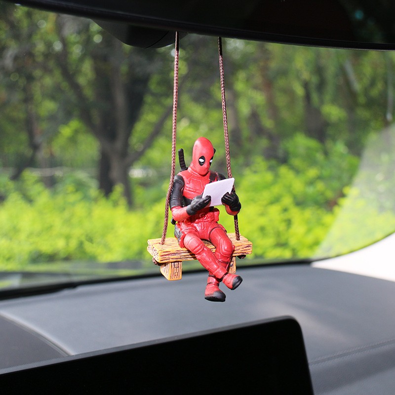 Figura de acción de Deadpool 2, figura de acción de Marvel X-Men con postura de columpio, amuleto para coche