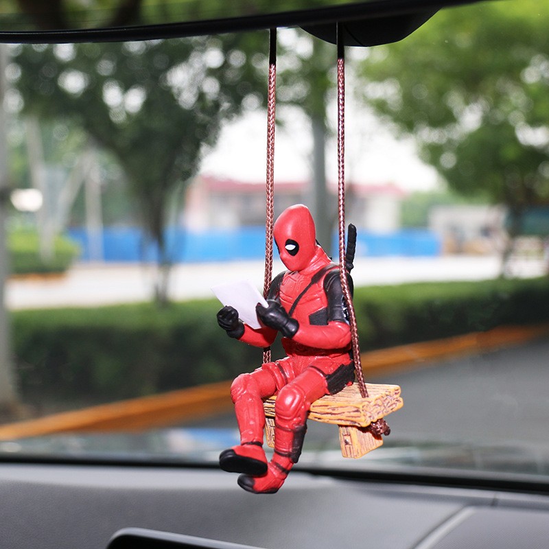 Figura de acción de Deadpool 2, figura de acción de Marvel X-Men con postura de columpio, amuleto para coche
