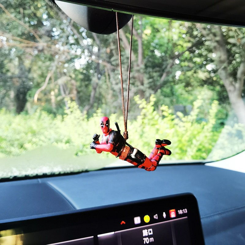 Figura de acción de Deadpool 2, figura de acción de Marvel X-Men con postura de columpio, amuleto para coche