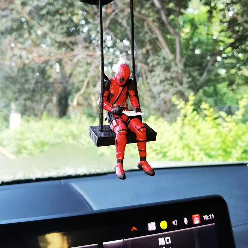Figura de acción de Deadpool 2, figura de acción de Marvel X-Men con postura de columpio, amuleto para coche