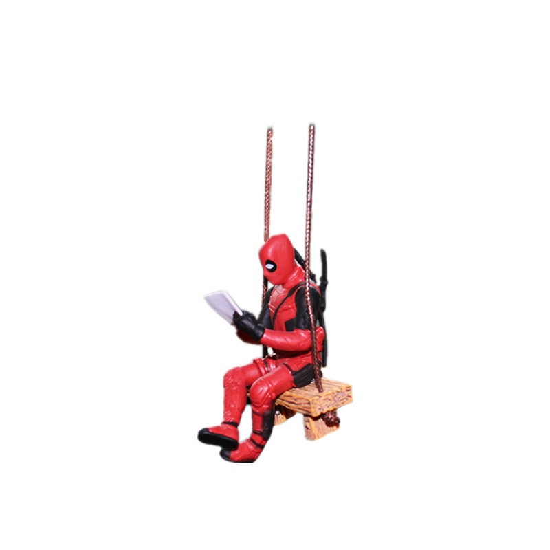 Figura de acción de Deadpool 2, figura de acción de Marvel X-Men con postura de columpio, amuleto para coche