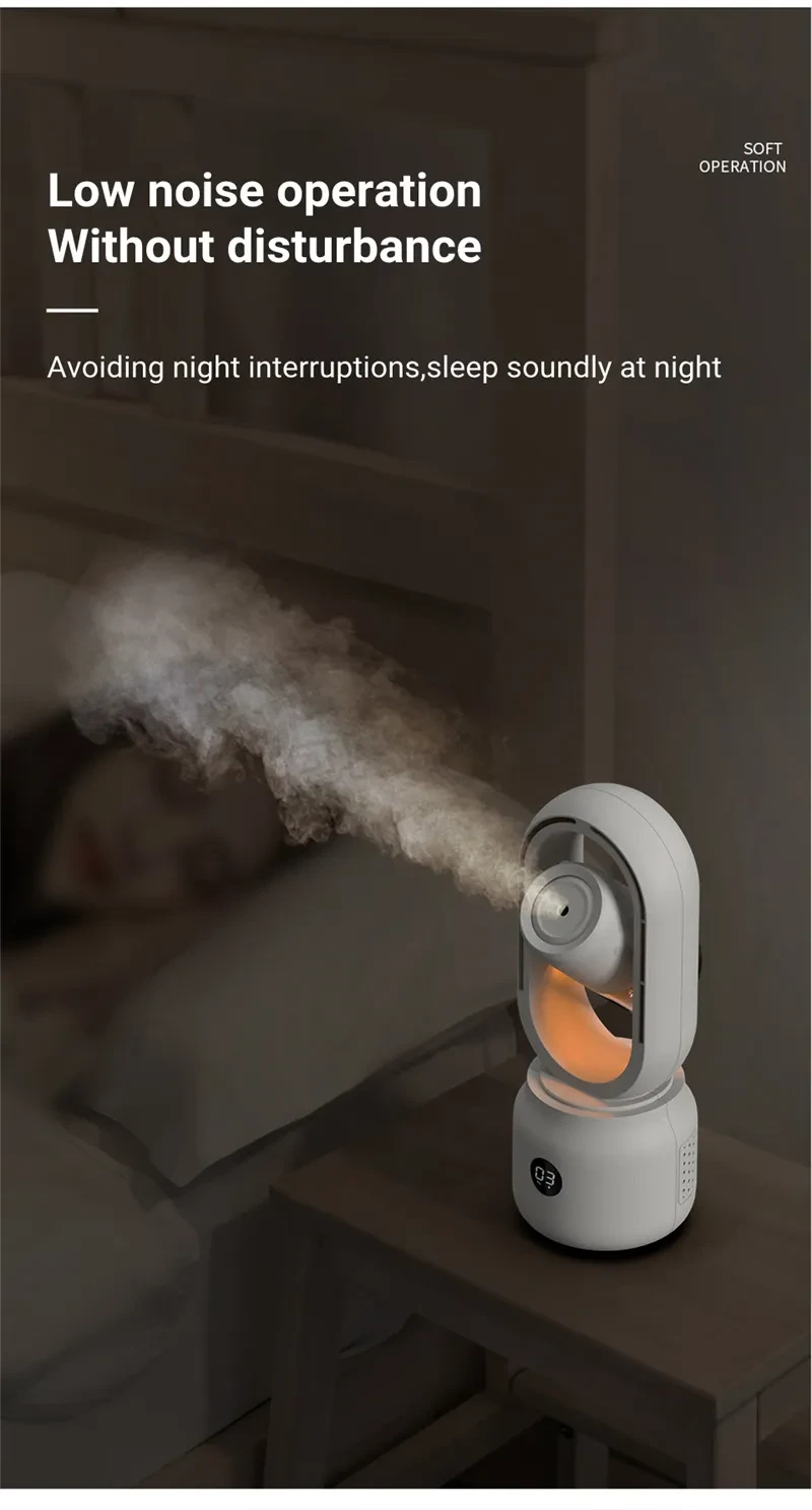 Ventilador eléctrico de verano con pulverizador de agua, recargable por USB, portátil, inalámbrico, humidificador de aire, sin aspas, ventilador de mesa