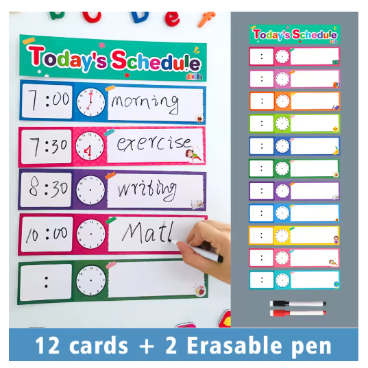 Horario visual DIY para niños pequeños, tarjetas de rutinas diarias, decoración del aula, complementos para gráficos de bolsillo Montessori