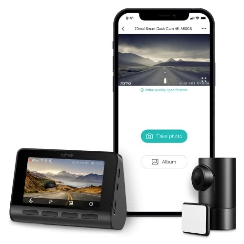 Cámara de salpicadero 70mai A800S-1 4K para coche, DVR, compatible con monitor de aparcamiento 24 horas, cámara trasera o interna