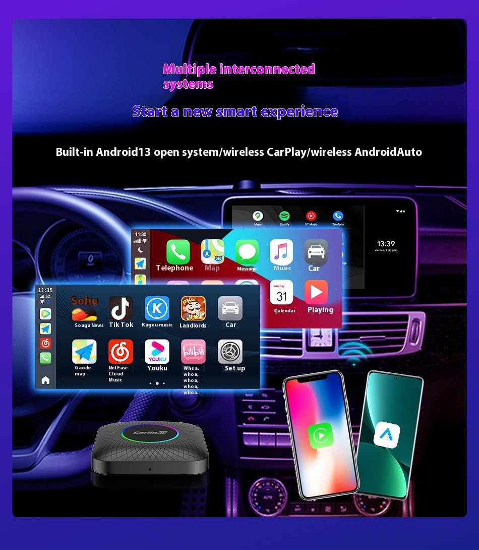 Caja de red inteligente para coche Carplay, original, con conexión inalámbrica a Qualcomm