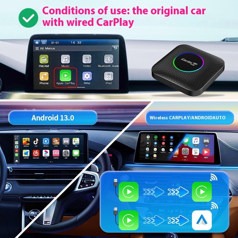 Caja de red inteligente para coche Carplay, original, con conexión inalámbrica a Qualcomm