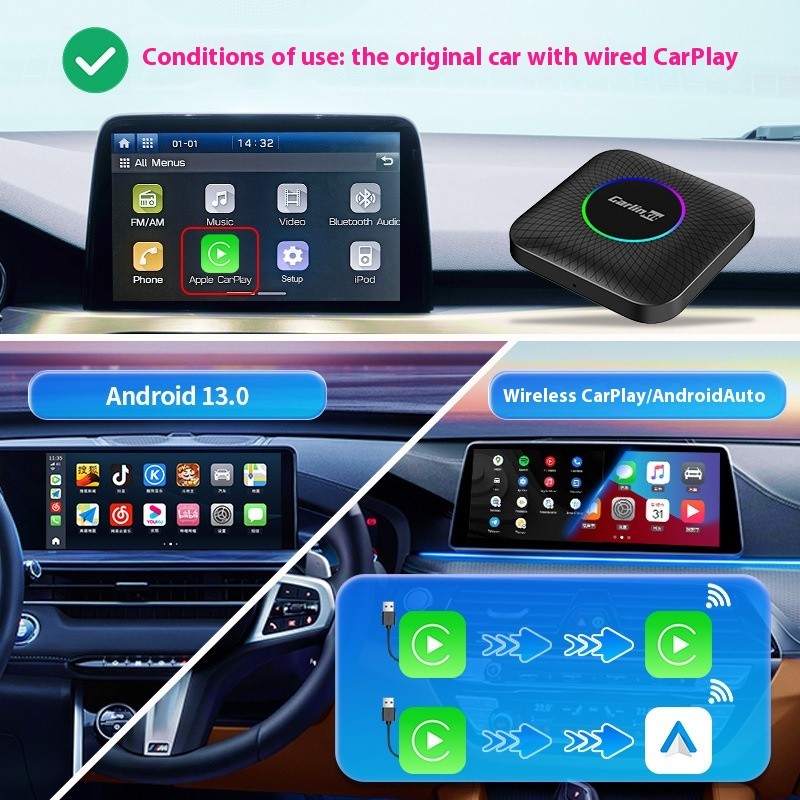 Caja de red inteligente para coche Carplay, original, con conexión inalámbrica a Qualcomm