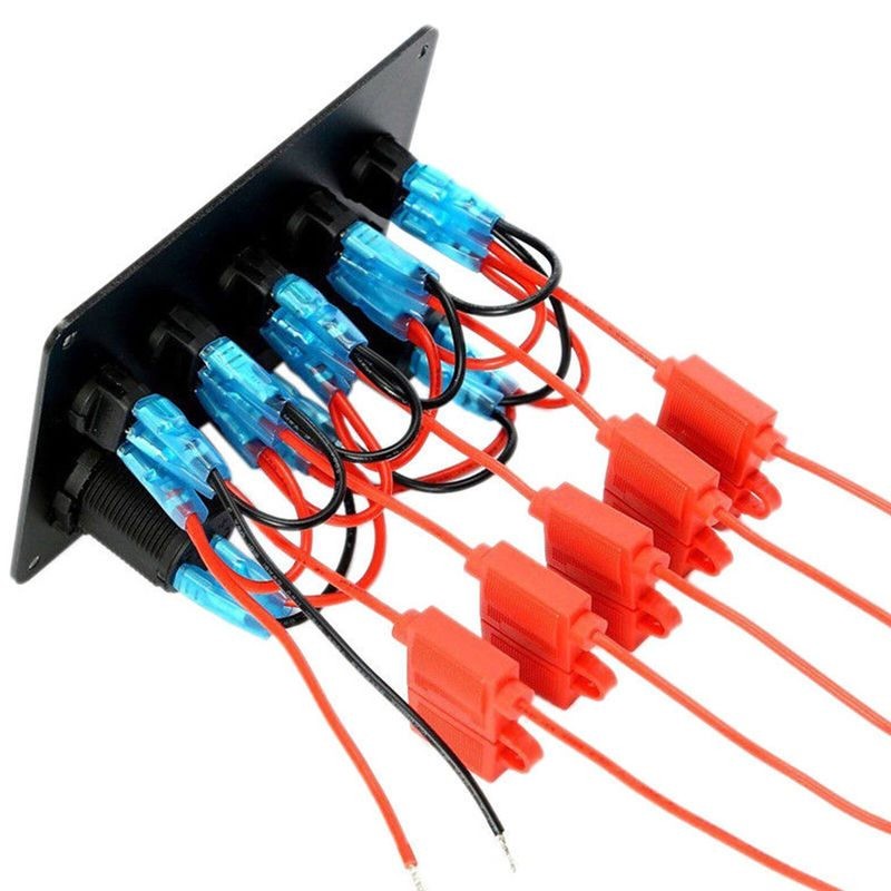 Panel de interruptores basculantes LED para embarcaciones marinas, circuito de 5 unidades