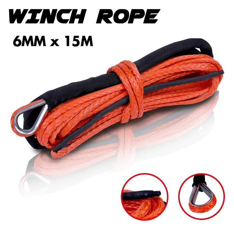 Cuerda de cabrestante roja de 6 mm x 15 m