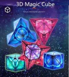 Cubo mágico 3D, rompecabezas, caja de cambio de forma, juguete magnético, morado.