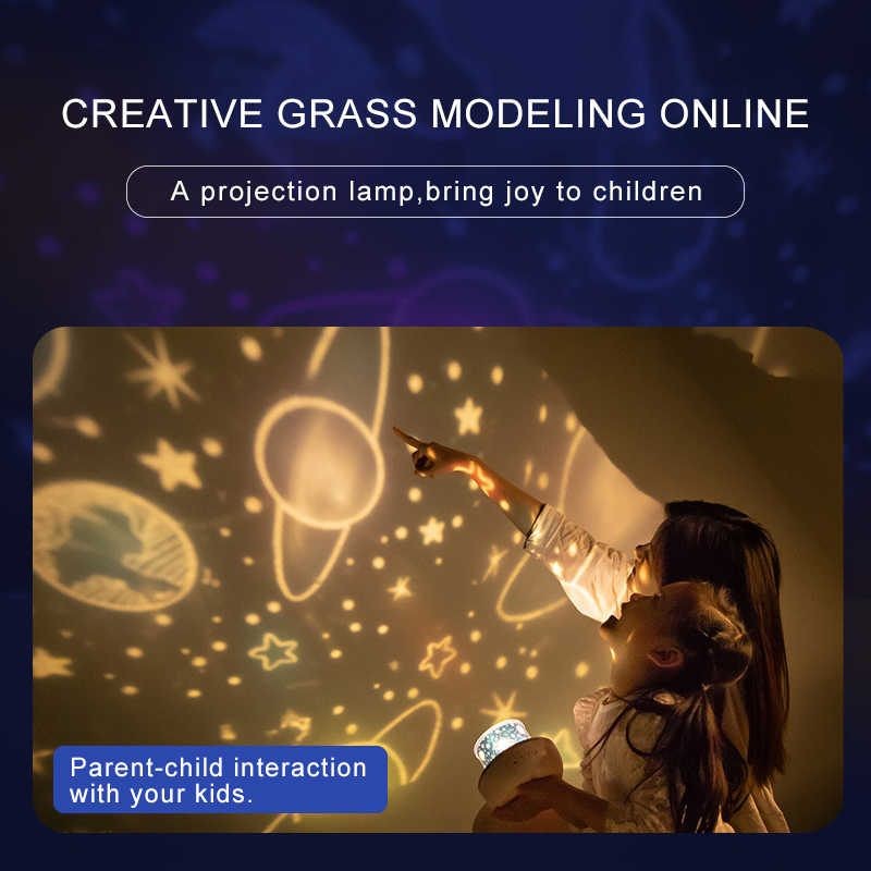 Proyector de luz recargable con rotación de 360° y 12 escenas con caja de música.