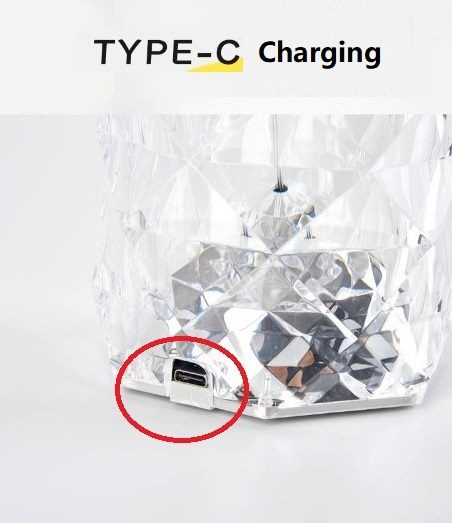Lámpara de cristal rosa con control táctil y remoto, tamaño grande
