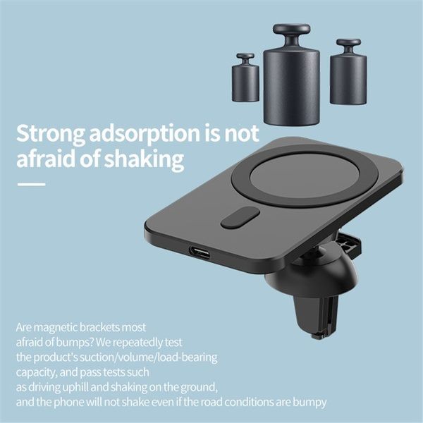 Cargador inalámbrico para coche Magsafe para iPhone 12, 13 y 14. Negro