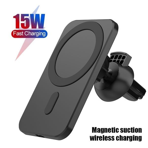 Cargador inalámbrico para coche Magsafe para iPhone 12, 13 y 14. Negro