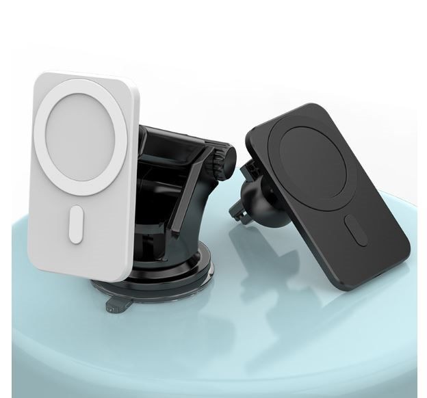 Cargador inalámbrico para coche Magsafe para iPhone 12, 13 y 14. Negro