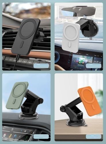 Cargador inalámbrico para coche Magsafe para iPhone 12, 13 y 14. Negro