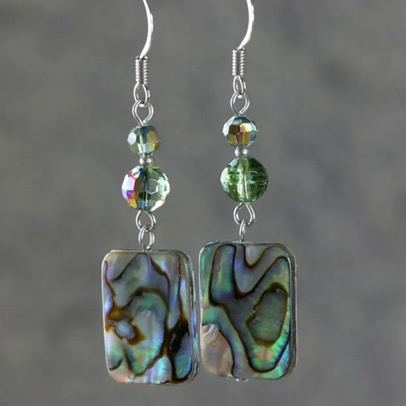 Pendientes colgantes de concha con cuentas vintage