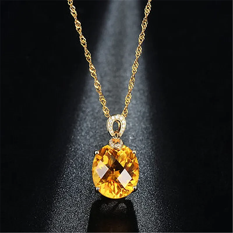Colgante de citrino natural de 8 quilates, gran oferta, chapado en oro de 18 quilates, con forma de huevo, piedra desnuda grande, color tesoro.