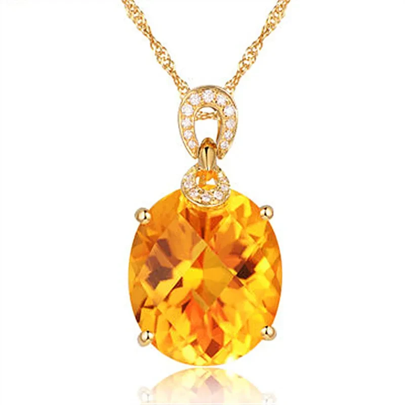 Colgante de citrino natural de 8 quilates, gran oferta, chapado en oro de 18 quilates, con forma de huevo, piedra desnuda grande, color tesoro.
