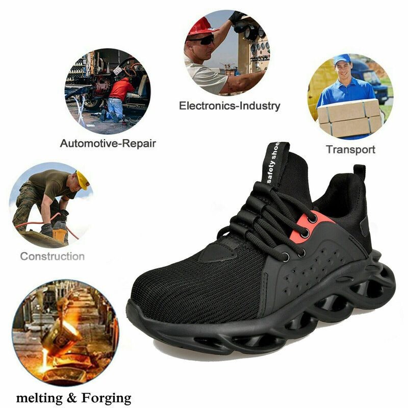 Zapatos con punta de acero, botas de trabajo, zapatillas de seguridad, a prueba de pinchazos, impermeables, talla 46