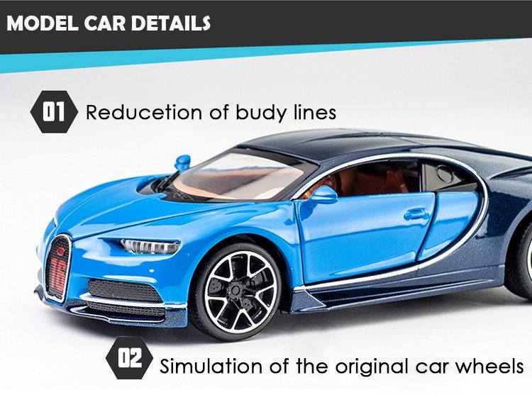 Coche de fundición a presión, modelo BUGATTI, 1:32.