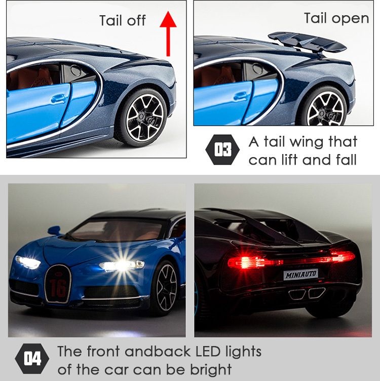 Coche de fundición a presión, modelo BUGATTI, 1:32.