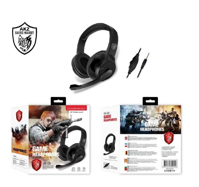 Auriculares para juegos con cable y micrófono, alta calidad.