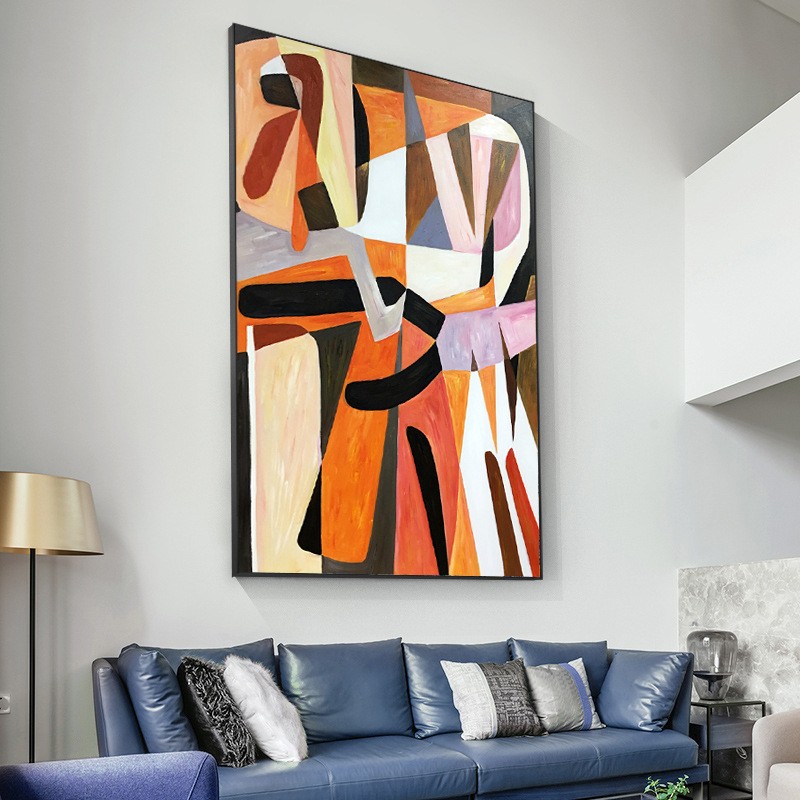Pintura al óleo pintada a mano abstracta decorativa para pasillo